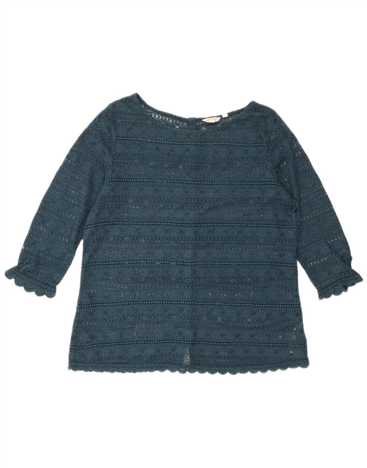 FAT FACE Blusa de encaje con manga 3/4 para mujer UK 40 Grande Algodón floral verde