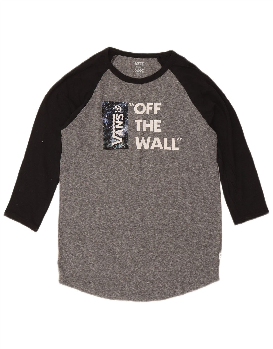 VANS Top gráfico para mujer manga 3/4 UK 10 Small Grey Colourblock