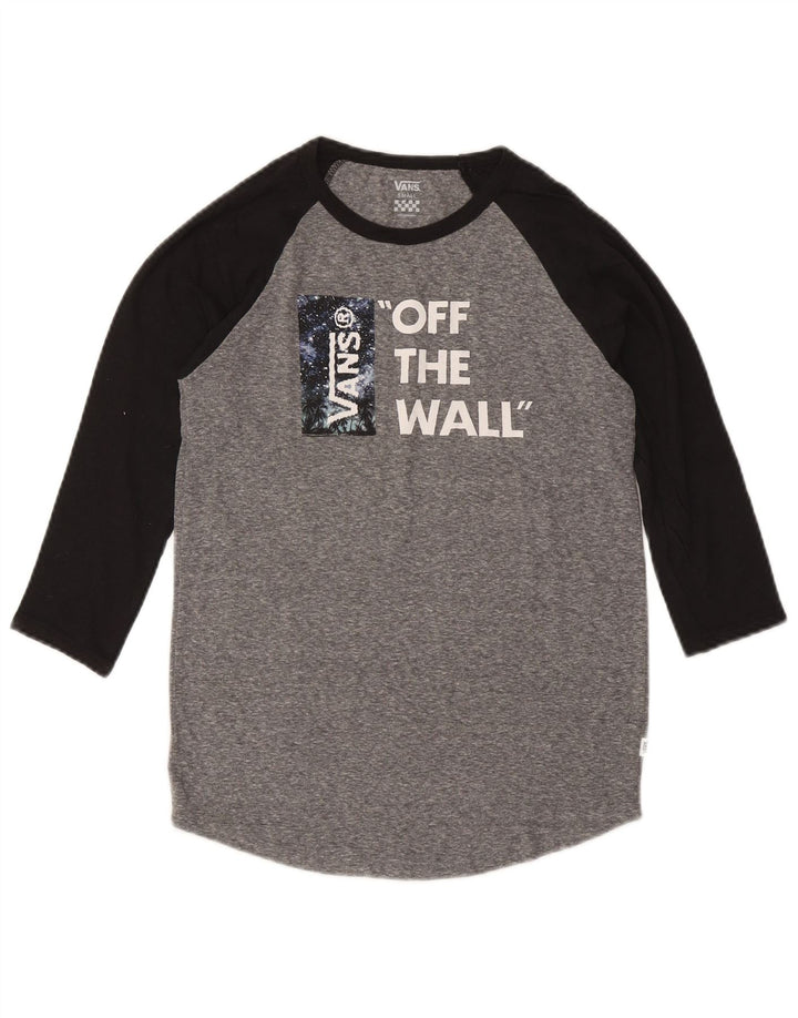 VANS Top gráfico para mujer manga 3/4 UK 10 Small Grey Colourblock