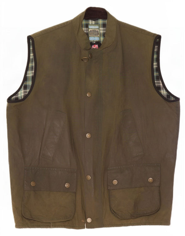 Chaleco de algodón encerado para hombre Lennards UK 42 XL Caqui
