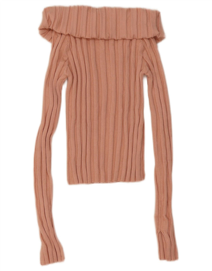 Zara Top corto con cuello vuelto para mujer UK 44 Viscosa rosa grande