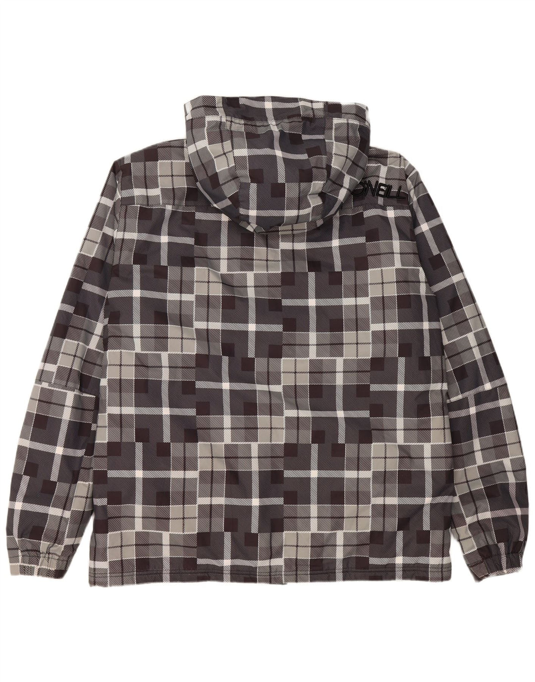 O'NEILL Chaqueta cortavientos con capucha para hombre UK 40 Grande Gris Geométrico