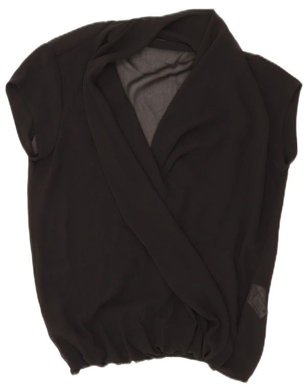 Sandro Ferrone Blusa transparente para mujer Top UK 10 Small Poliéster negro