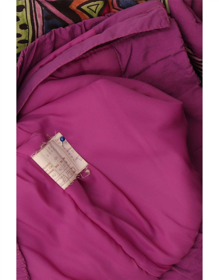 Vintage mujer chaqueta cortavientos de gran tamaño Reino Unido 12 medio púrpura geométrico