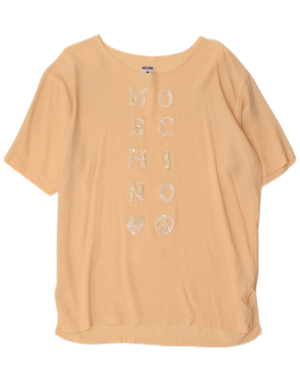 Moschino Mujer Blusa Estampada Top UK 44 Acetato Amarillo Medio