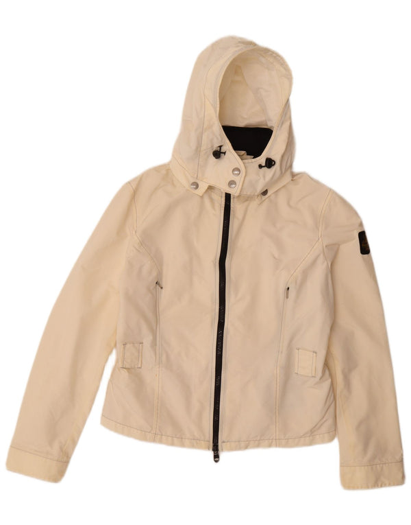 Refrigiwear Chaqueta impermeable con capucha para mujer UK 14 Large Off White Polyamide