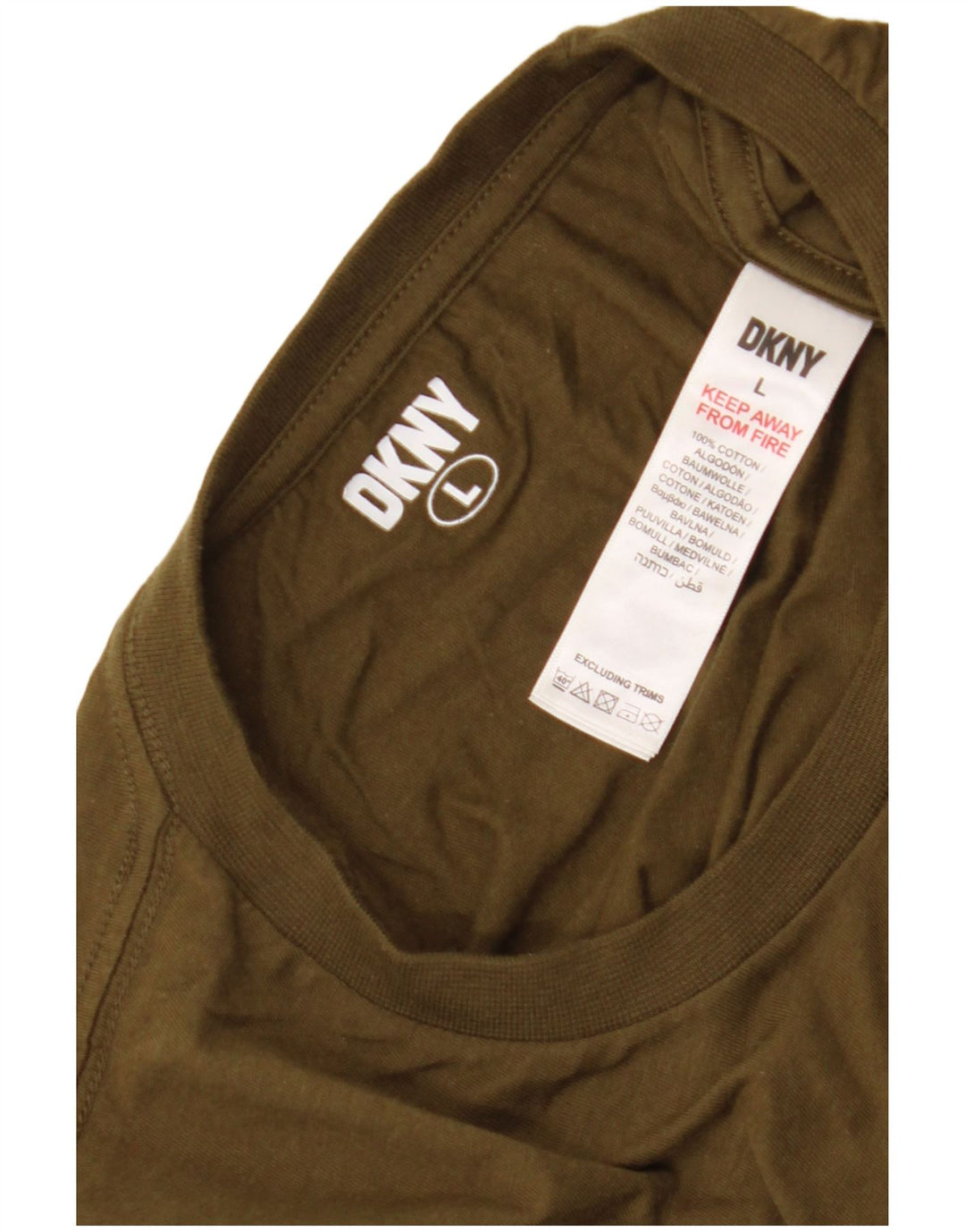Dkny Camiseta Hombre Top Large Caqui Algodón