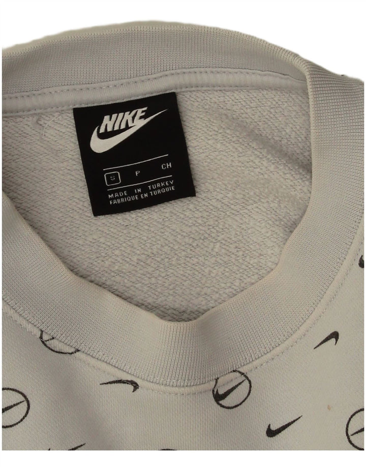 Nike Mujer Oversize Crop Graphic Sudadera Jumper UK 10 Small Gris
