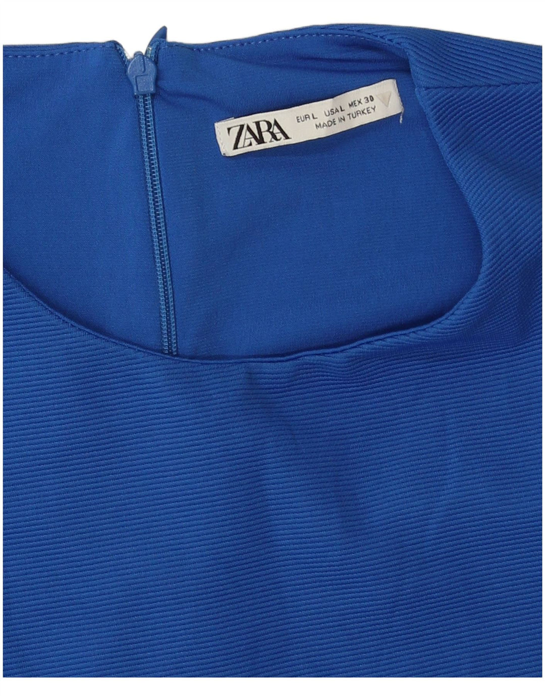 Zara Blusa Corta Sin Mangas para Mujer Top UK 44 Poliéster Azul Grande