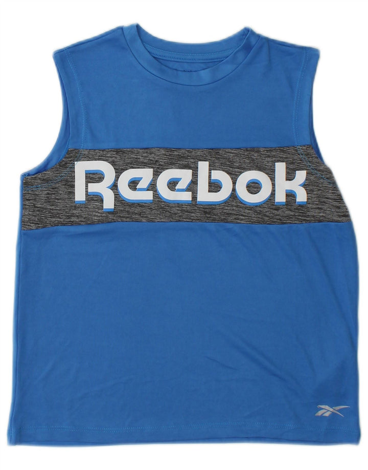 Reebok Camiseta sin mangas estampada para niños 10-11 años Poliéster color block azul