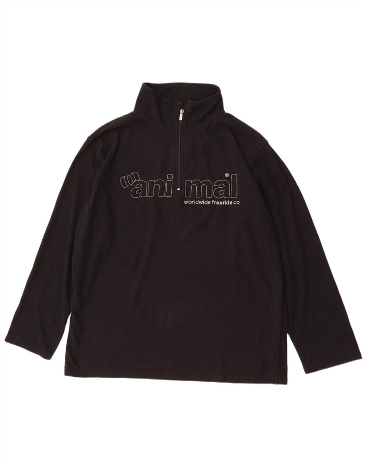 Animal Jersey de forro polar con cuello y cremallera gráfico para hombre XL Poliéster negro
