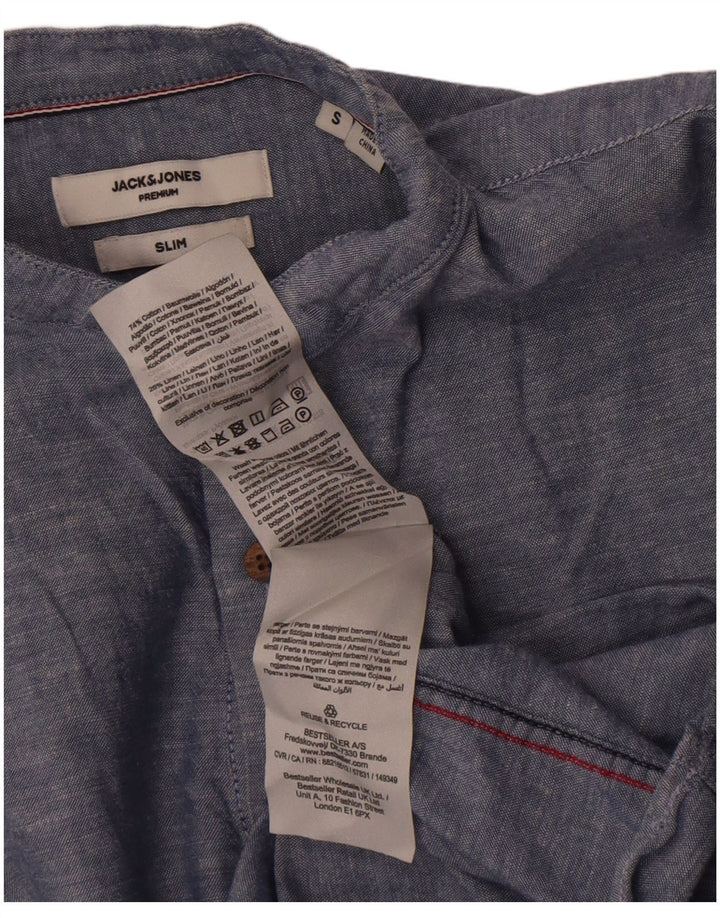 Jack & Jones Mens Premium Slim Jersey Shirt Small Azul Marino Moteado