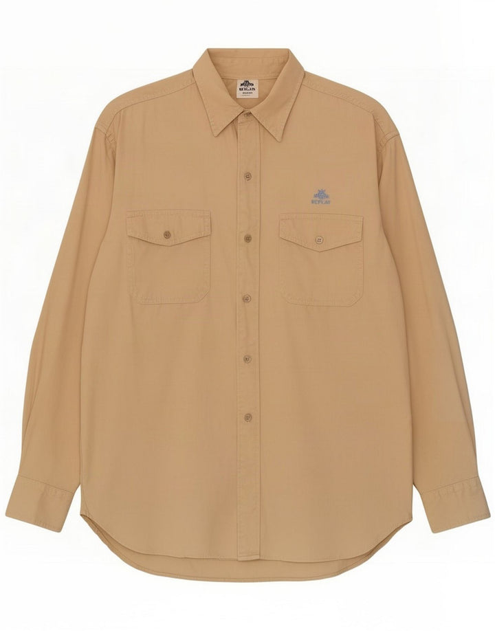 Camisa Replay Hombre XL Algodón Beige
