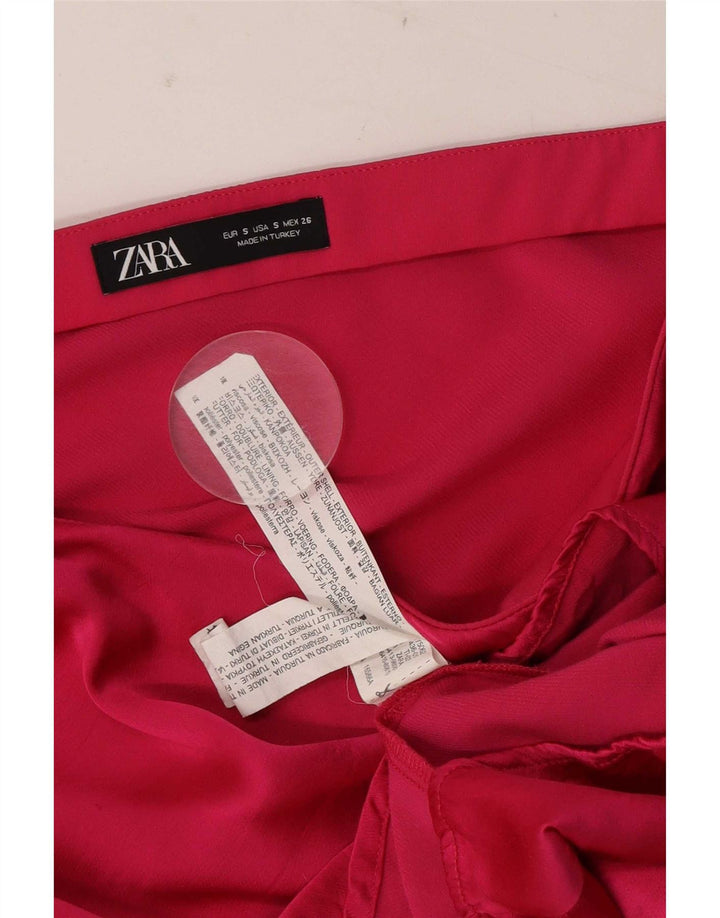 Zara Minifalda Mujer Small W26 Viscosa Rosa
