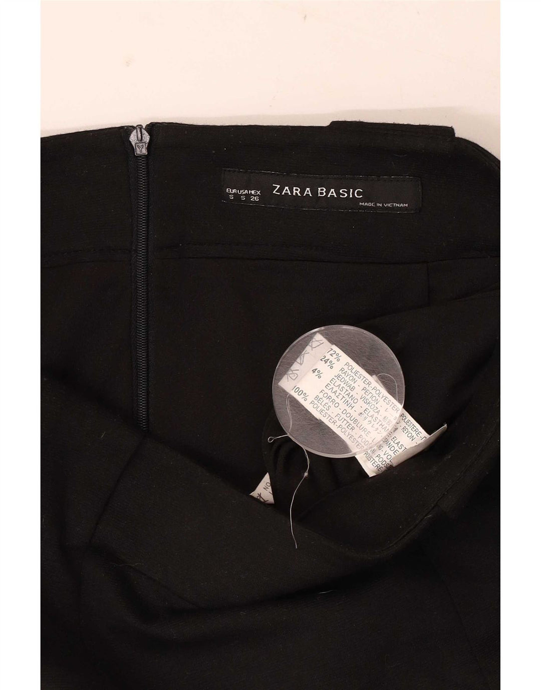 Falda Lápiz Zara Mujer Small W26 Poliéster Negro