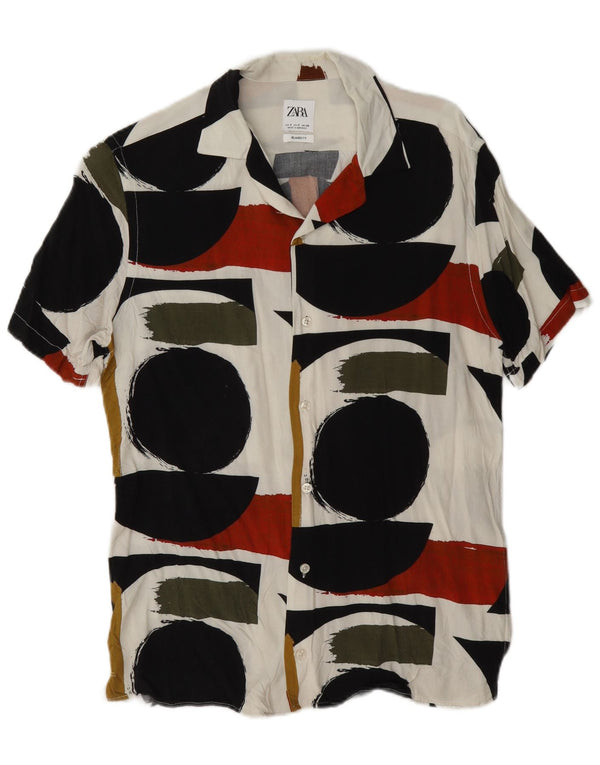 Zara Hombre Camisa Relaxed Fit Manga Corta Pequeño Multicolor Geométrico