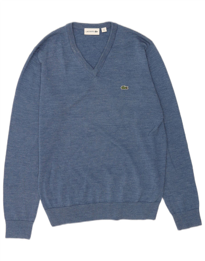 Lacoste Jersey con cuello en V para hombre Talla 4 Lana azul mediana