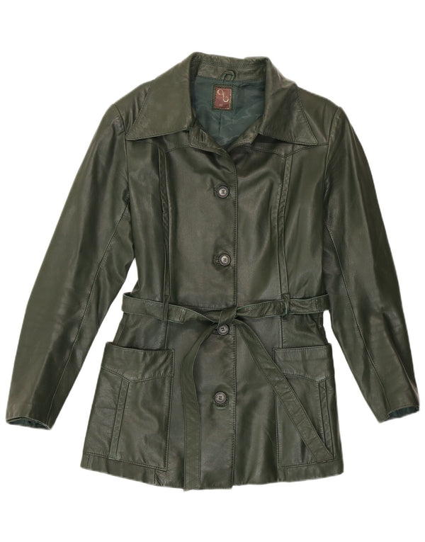 Chaqueta de cuero vintage para mujer IT 46 Verde grande