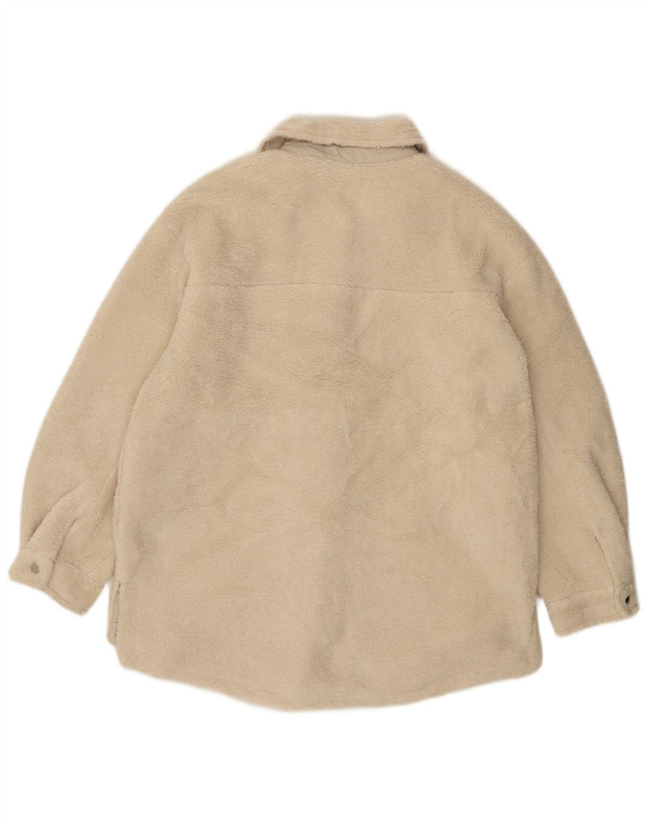 Topshop Chaqueta polar extragrande para mujer UK 10 Small Beige Poliéster