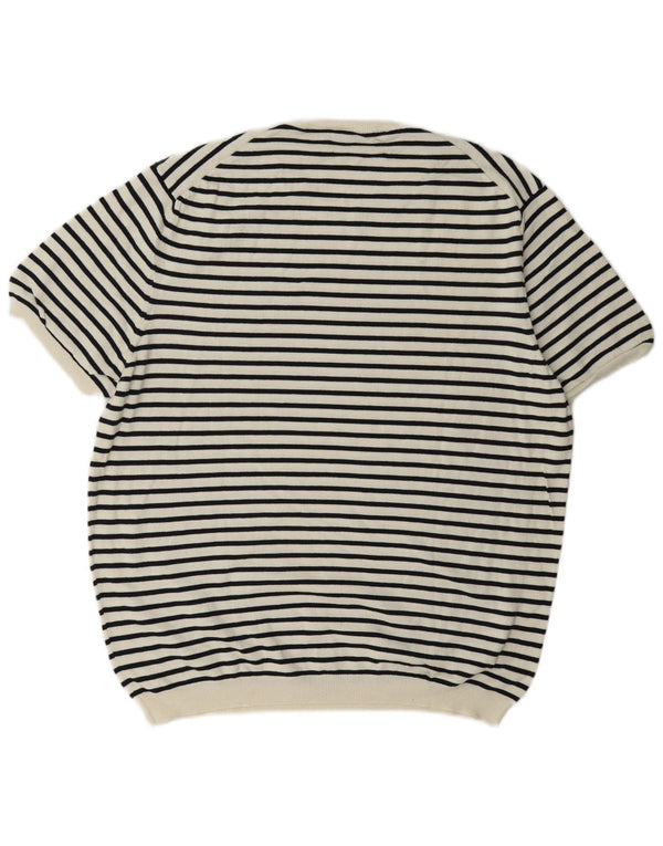 Zara Mujer Regular Camiseta Top UK 40 XL Blanco Rayas