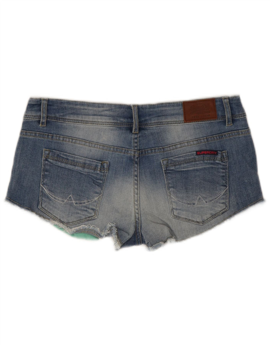 Superdry Mujer Pantalones Cortos De Mezclilla De Cintura Baja W30 Algodón Azul Medio