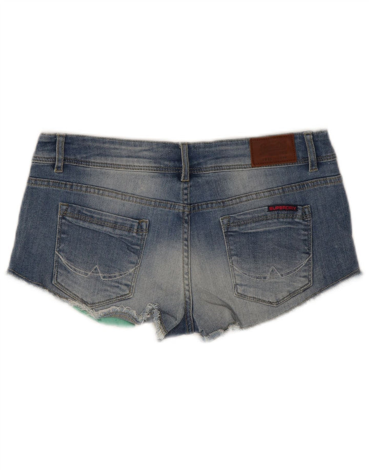 Superdry Mujer Pantalones Cortos De Mezclilla De Cintura Baja W30 Algodón Azul Medio