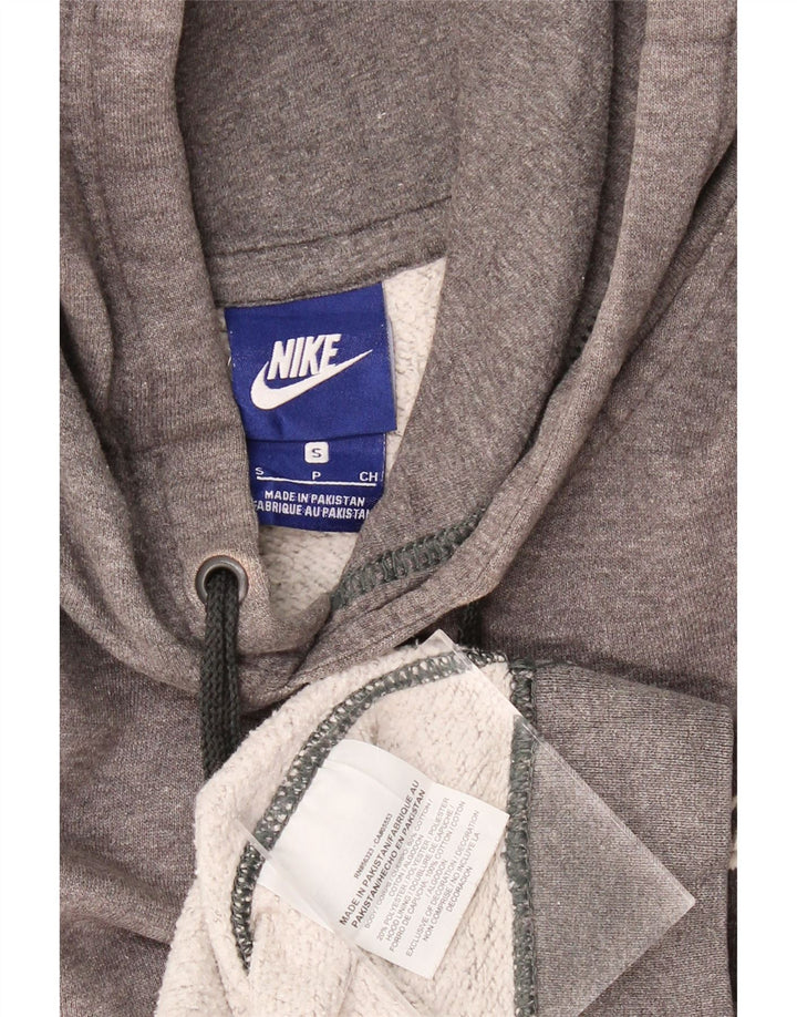 NIKE Mens Hoodie Jumper Small Grey Cotton