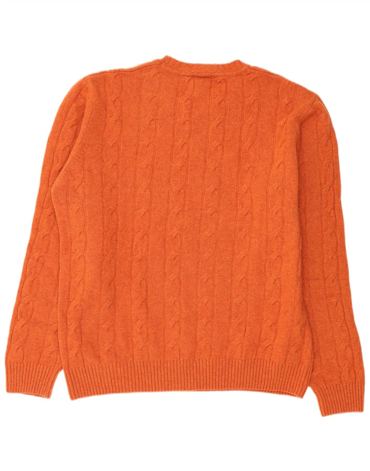 Vintage hombres cuello redondo jersey suéter XL lana naranja