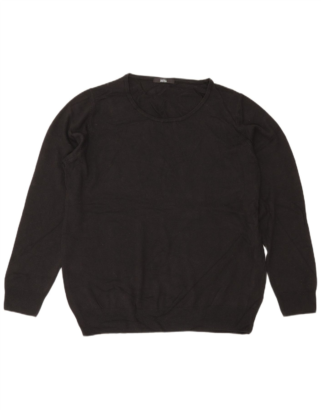 MARKS & SPENCER Jersey extragrande con cuello redondo para mujer UK 40 XL Negro