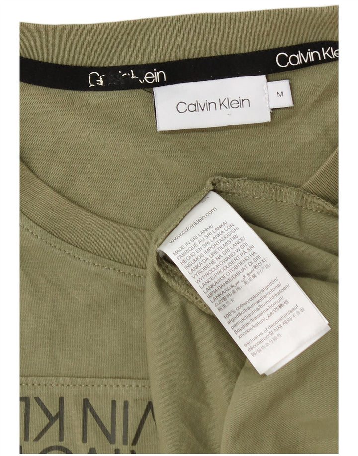 Calvin Klein Camiseta gráfica para hombre Top de algodón caqui mediano