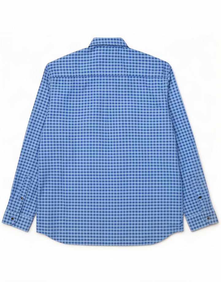 S.Oliver Camisa de corte regular para hombre, talla 2XL, algodón a cuadros azul