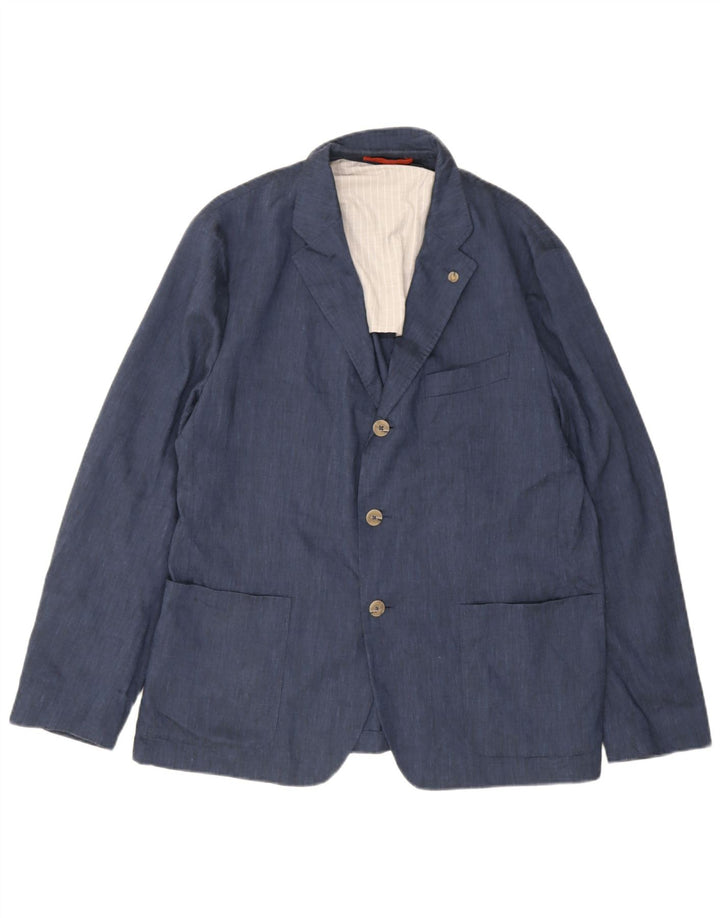 Ted Baker Chaqueta tipo blazer de 3 botones para hombre, talla 6, 2XL, lino azul