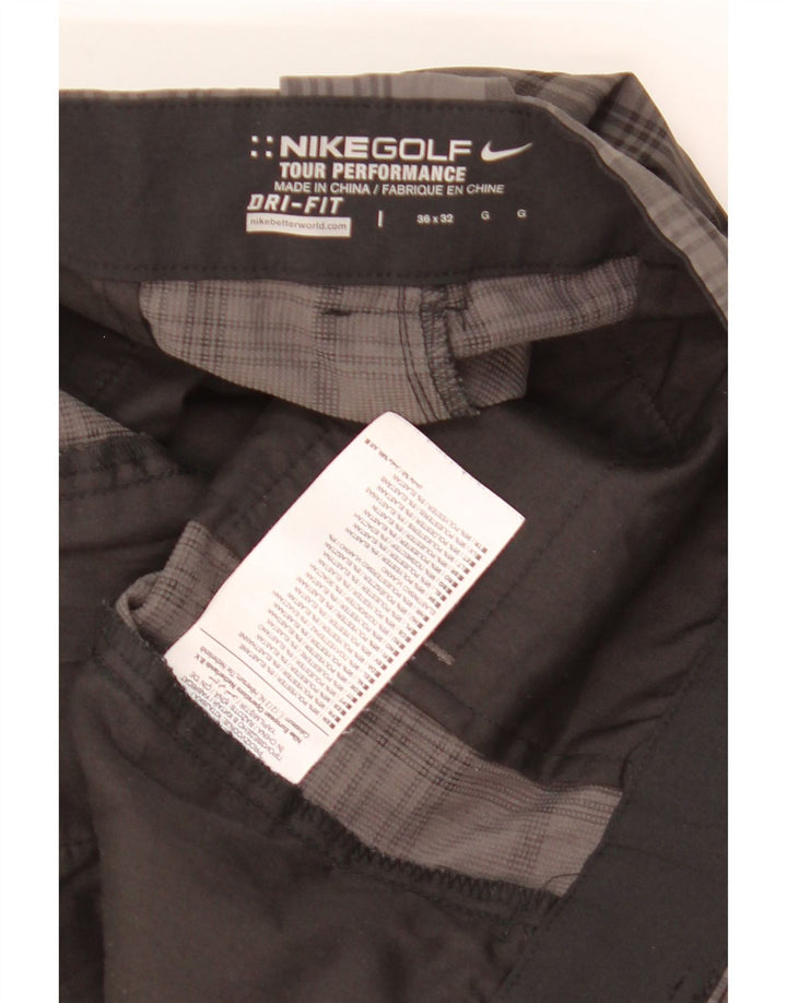 NIKE Pantalón chino recto Dri Fit para hombre W36 L32 Poliéster a cuadros gris