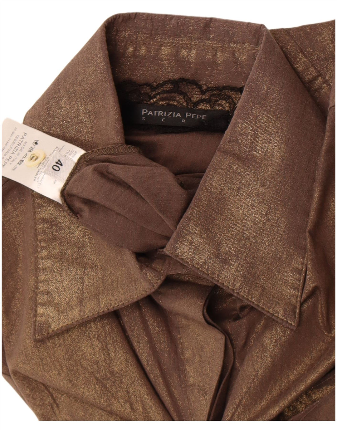 Patrizia Pepe Camisa Formal Mujer IT 40 Small Marrón Algodón