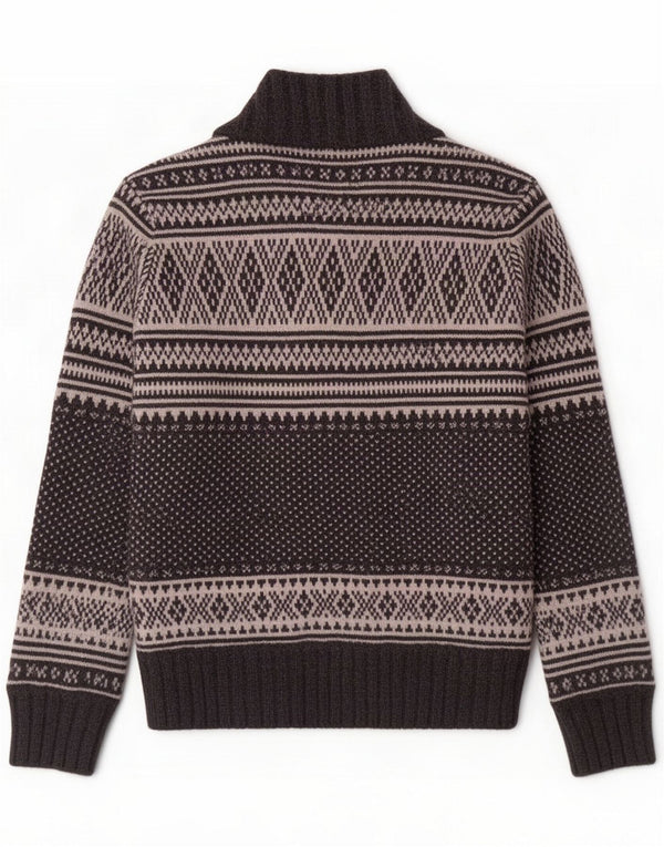 Kappa Suéter tipo jersey con cuello chal para mujer UK 44 Lana geométrica gris grande
