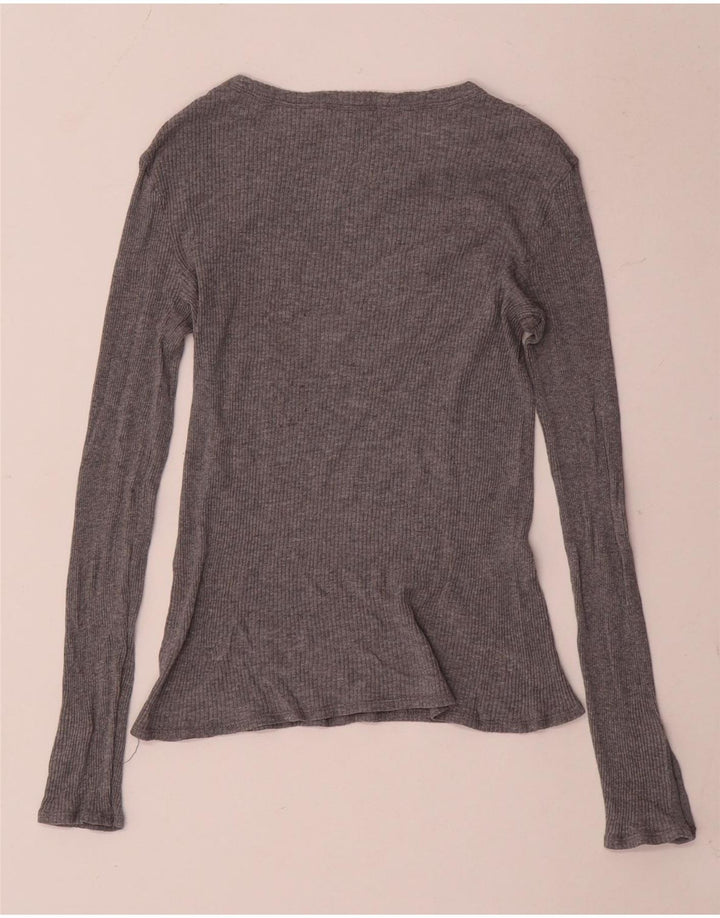 Massimo Dutti Top Mujer Manga Larga UK 8 Small Gris