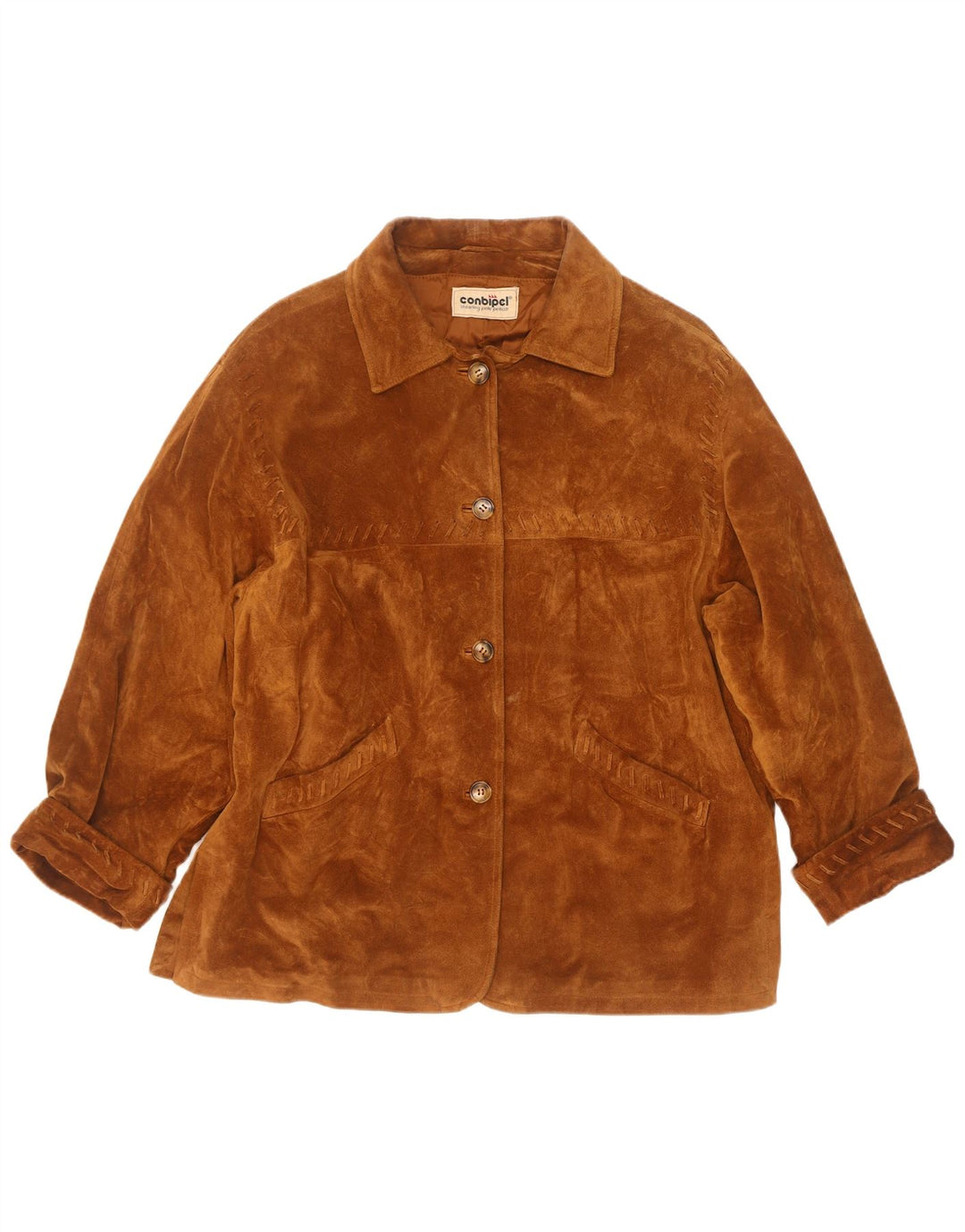 Conbipel Chaqueta de ante extragrande para mujer IT 46 Cuero marrón grande