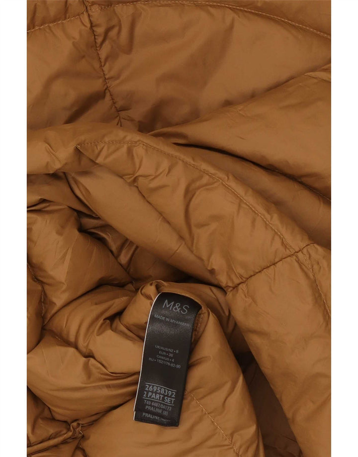 Marks & Spencer Abrigo acolchado con capucha para mujer UK 8 Small Brown