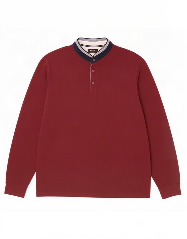 Zara Polo De Rugby De Manga Larga Para Hombre Grande Borgoña