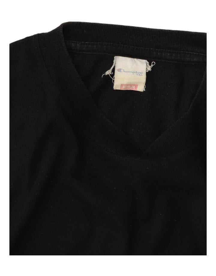 CHAMPION Camiseta gráfica para hombre Top mediano de algodón negro