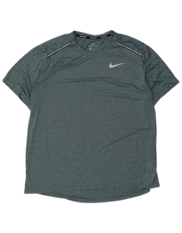 Nike Camiseta De Running Para Hombre Top XL Verde Moteado Poliéster Deportes