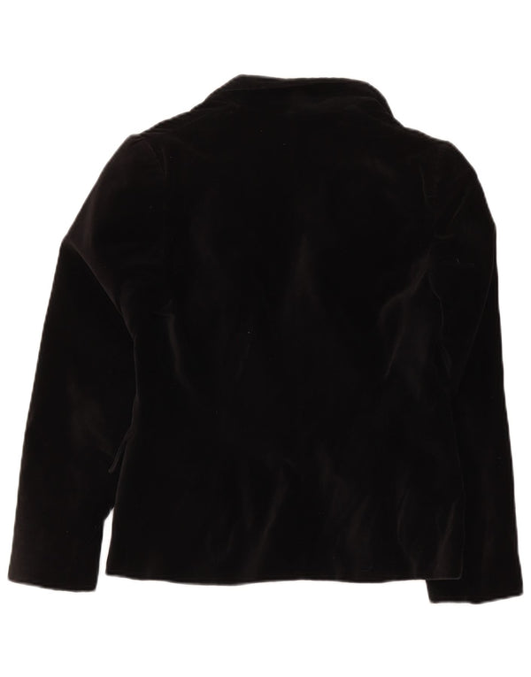 Vintage mujer 1 botón terciopelo Blazer chaqueta Reino Unido 10 pequeño algodón negro