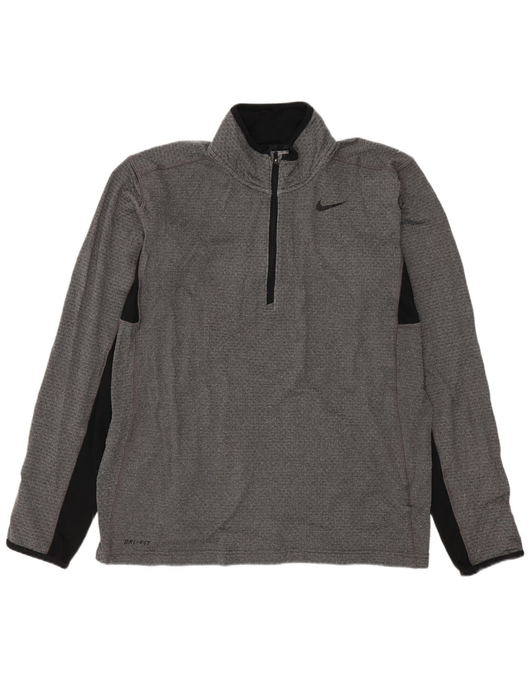 NIKE Hombre Dri Fit Zip Neck Pullover Chándal Top Gris Medio Colorblock