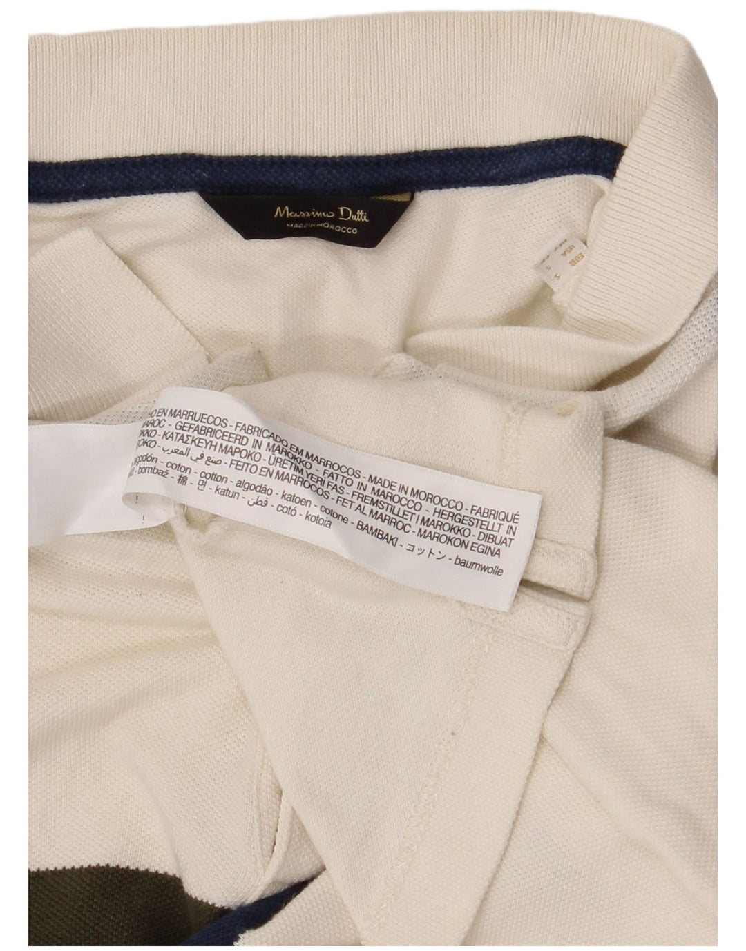 Massimo Dutti Polo Hombre Pequeño Blanco Roto Algodón Colorblock