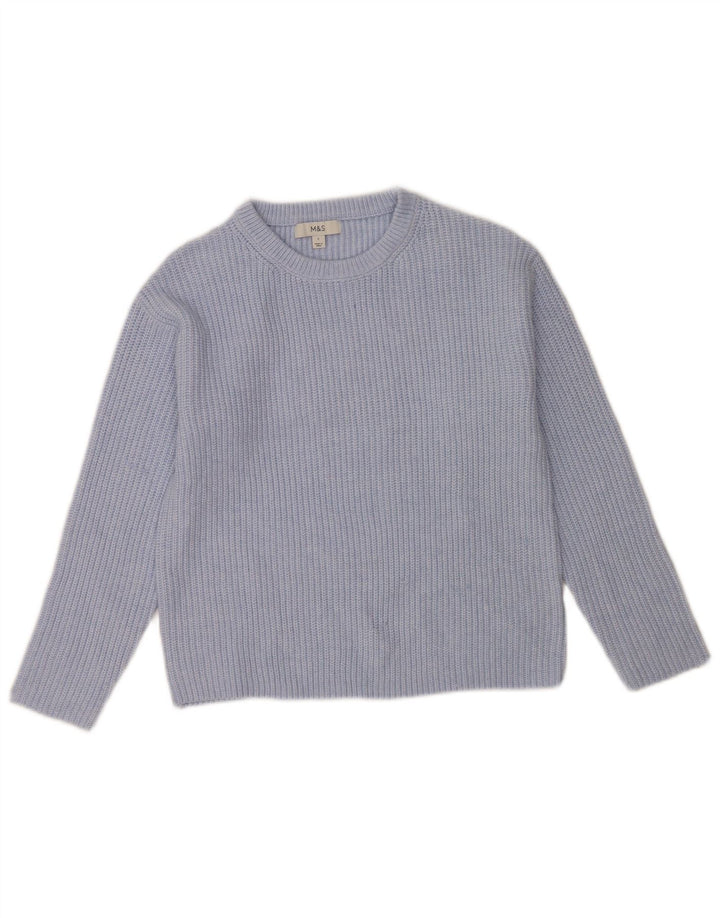 Marks & Spencer Jersey con Cuello Barco para Mujer UK 10 Pequeño Poliéster Azul