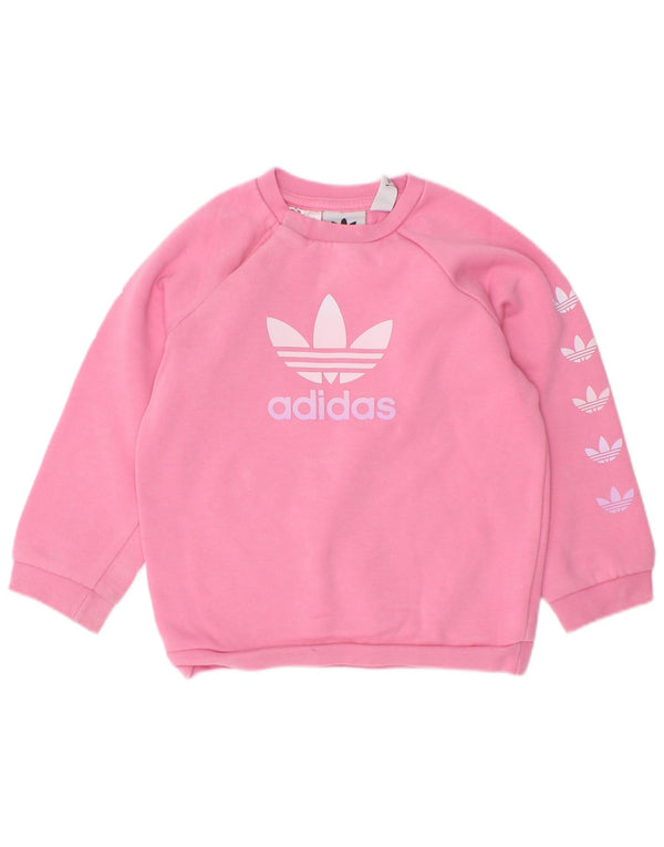 Adidas - Sudadera con estampado gráfico para bebé niña, 12-18 meses, algodón rosa
