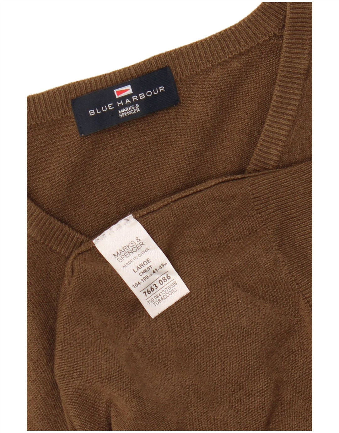 MARKS & SPENCER Suéter tipo jersey con cuello en V Blue Harbor para hombre Marrón grande