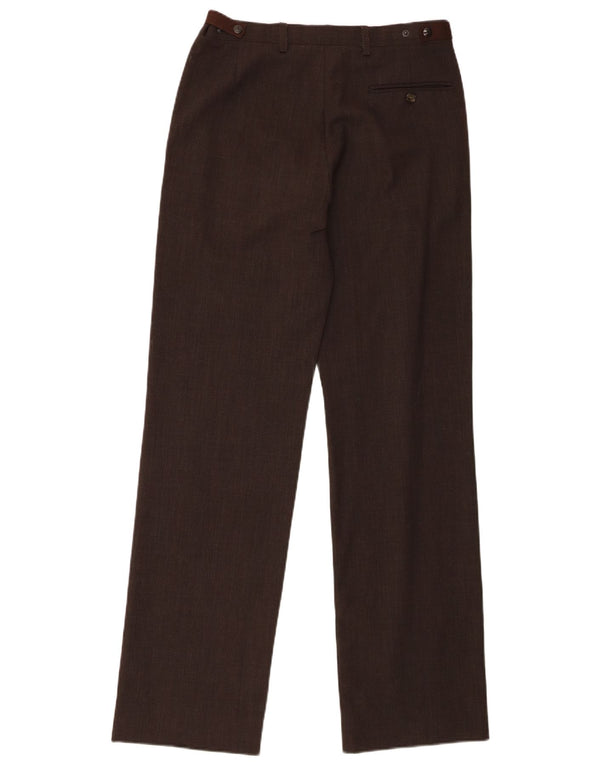 Richmond Pantalones de traje rectos para mujer UK 12 Medium W30 L32 Lana marrón