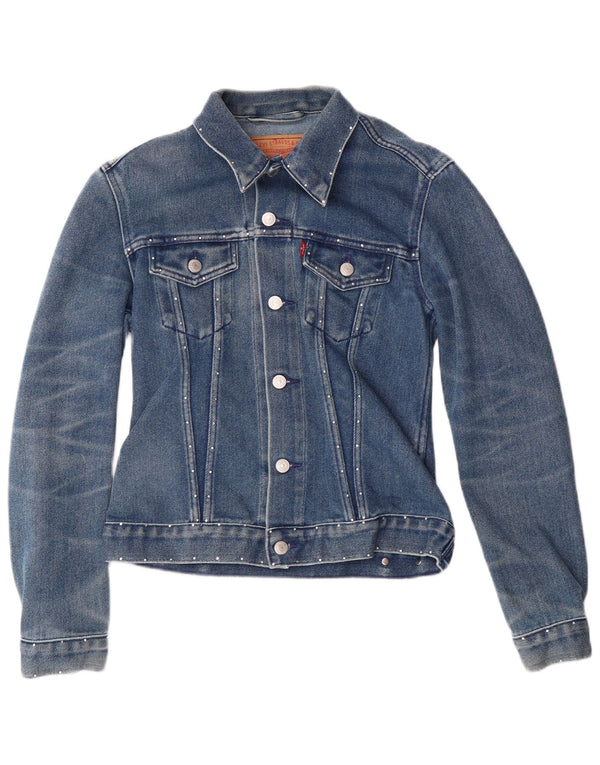 Levi's Chaqueta vaquera corta para mujer Reino Unido 12 Algodón azul medio