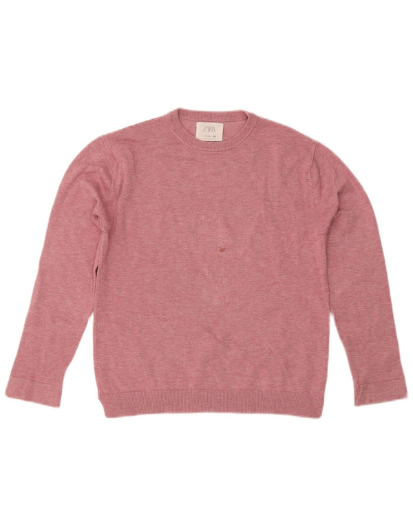 Zara Girls Crew Neck Jumper Sweater 11-12 Years Pink Viscose